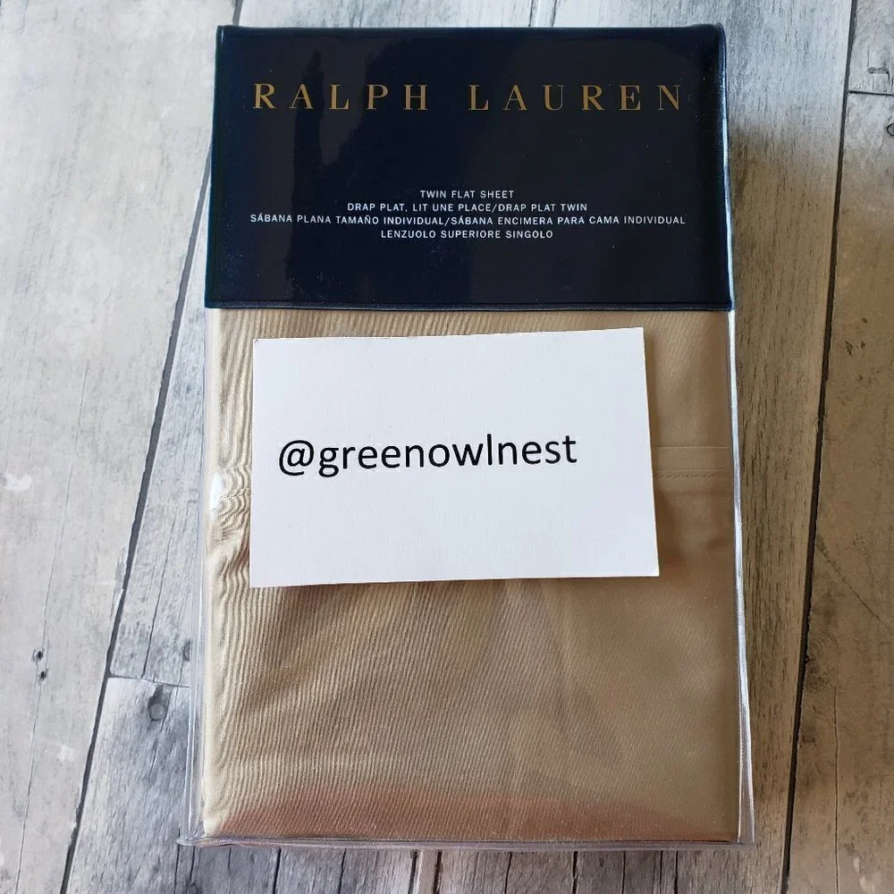 NWT - Ralph Lauren RL 464 Solid Percale Burnished Chamois Twin Flat Sheet